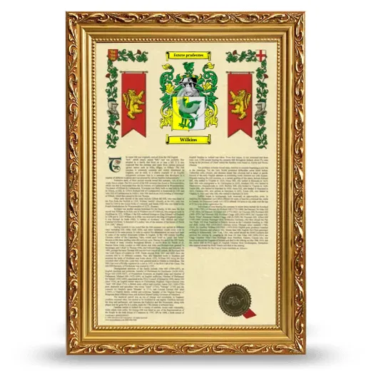Wilkins Armorial History Framed - Gold