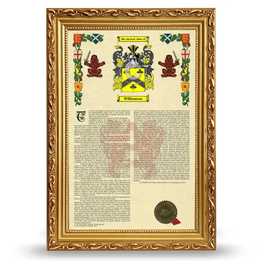 Williamson Armorial History Framed - Gold