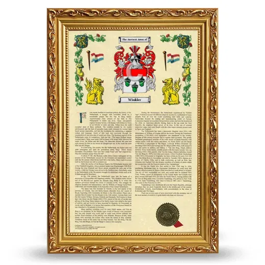 Winkler Armorial History Framed - Gold