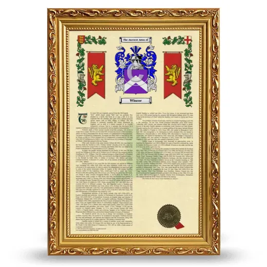 Winroe Armorial History Framed - Gold