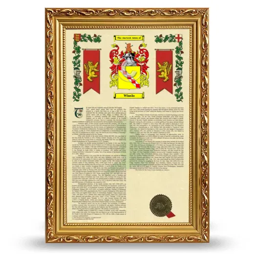 Winslo Armorial History Framed - Gold