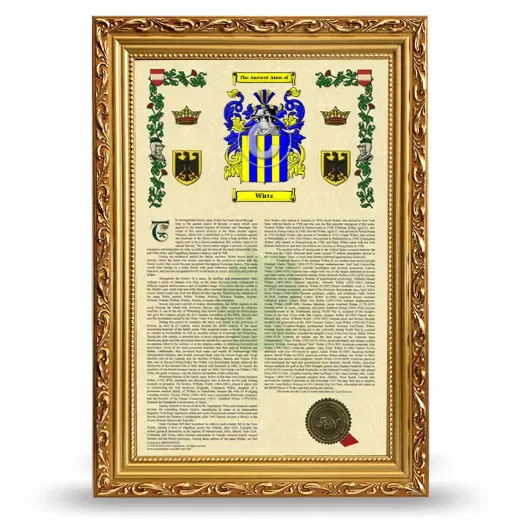 Wirtz Armorial History Framed - Gold