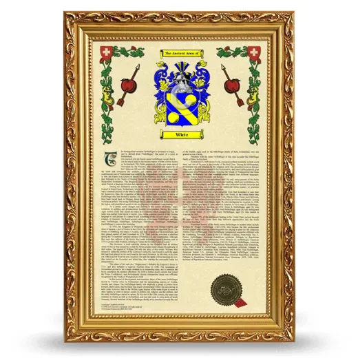 Wirtz Armorial History Framed - Gold