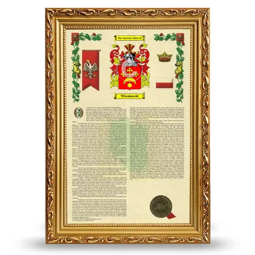 Wisniowski Armorial History Framed - Gold