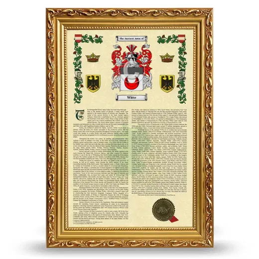 Witte Armorial History Framed - Gold