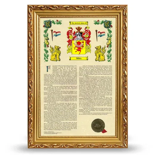 Witts Armorial History Framed - Gold