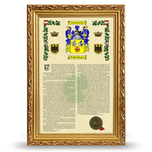Wolfensberger Armorial History Framed - Gold