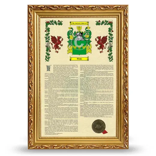 Wom Armorial History Framed - Gold