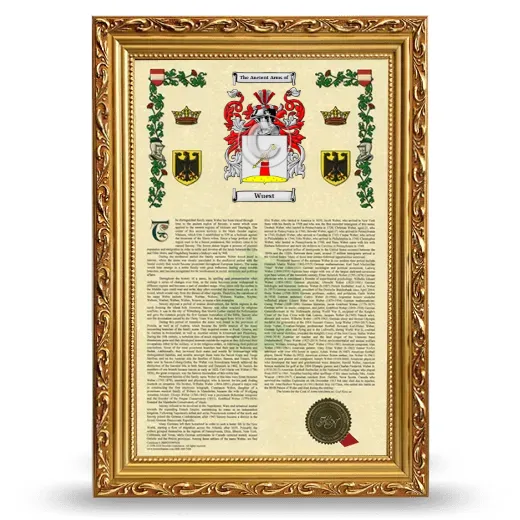 Wuest Armorial History Framed - Gold