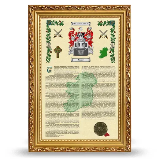 Yeate Armorial History Framed - Gold