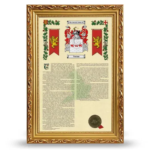 Yocum Armorial History Framed - Gold