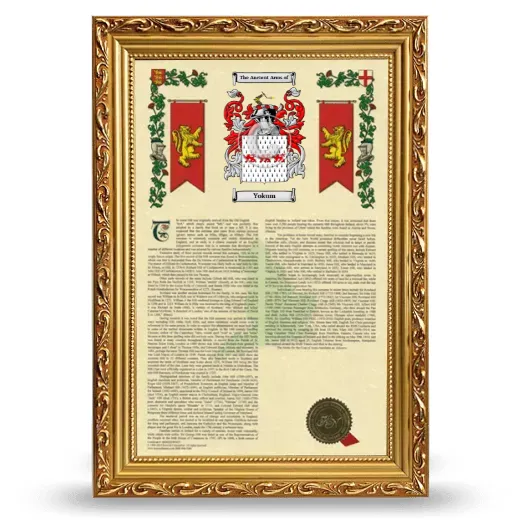 Yokum Armorial History Framed - Gold