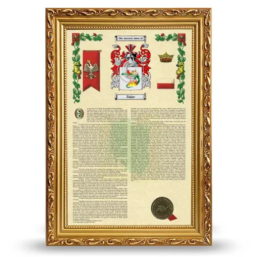 Zajac Armorial History Framed - Gold