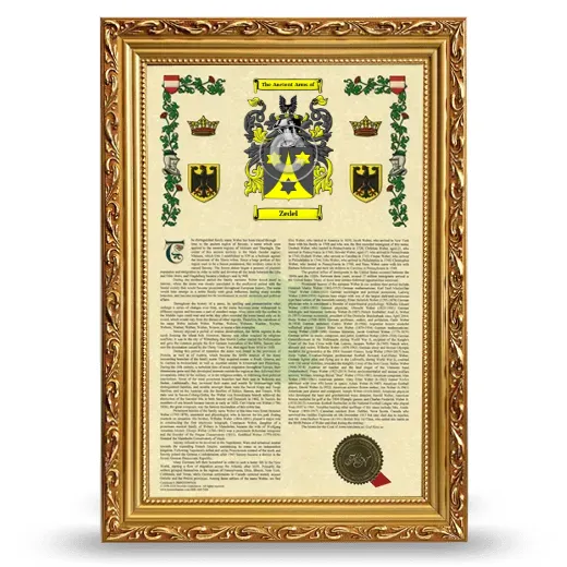 Zedel Armorial History Framed - Gold