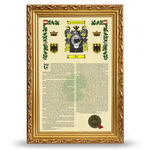 Zeis Armorial History Framed - Gold