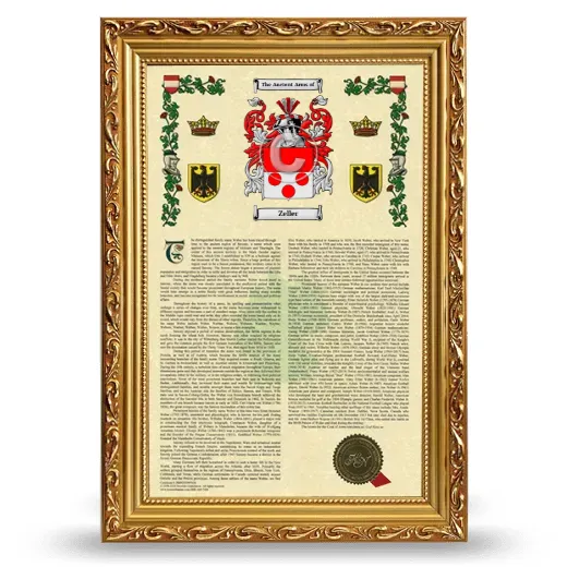 Zeller Armorial History Framed - Gold