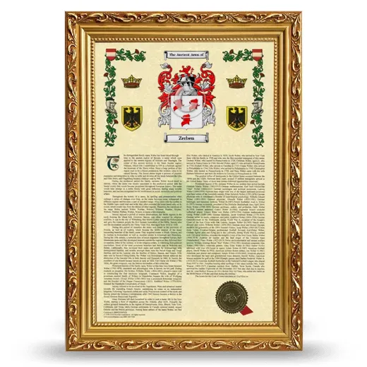 Zerben Armorial History Framed - Gold