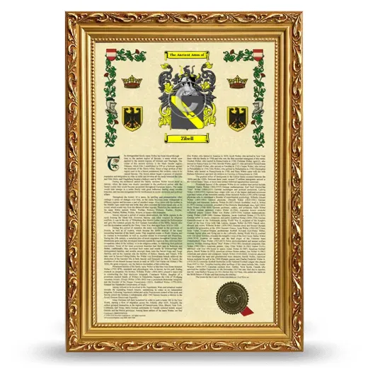 Zibell Armorial History Framed - Gold