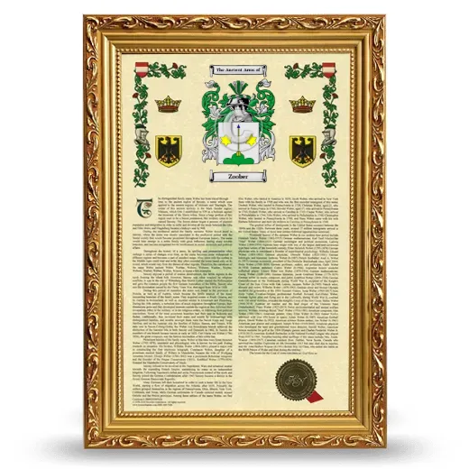 Zoober Armorial History Framed - Gold