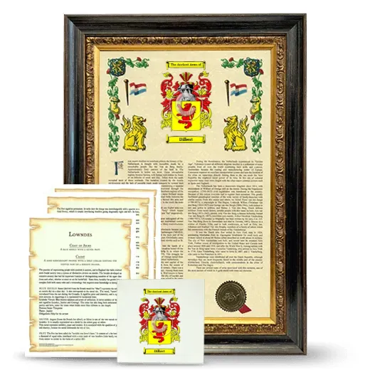 Dilbert Framed Armorial, Symbolism and Large Tile - Heirloom