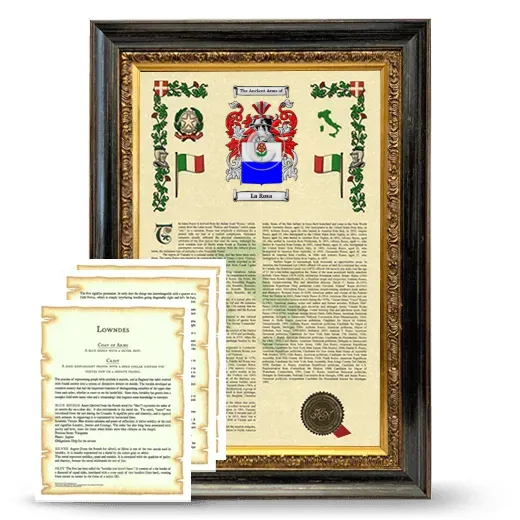 La Rosa Framed Armorial History and Symbolism - Heirloom