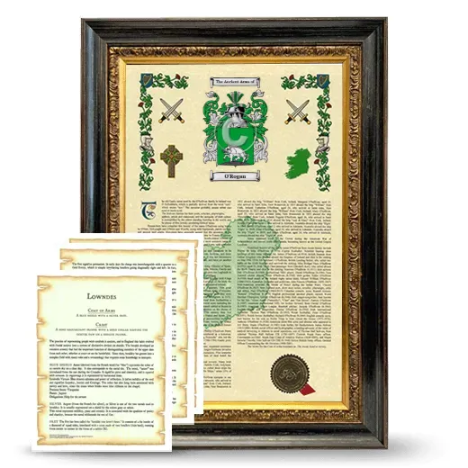 O'Rogan Framed Armorial History and Symbolism - Heirloom