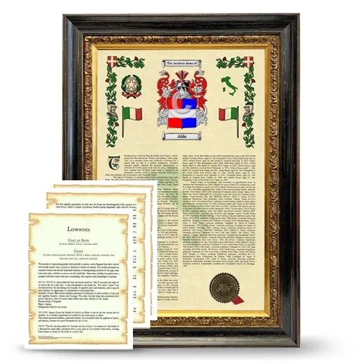 Alda Framed Armorial History and Symbolism - Heirloom