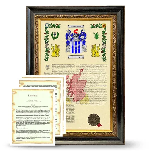 Armstrong Framed Armorial History and Symbolism - Heirloom
