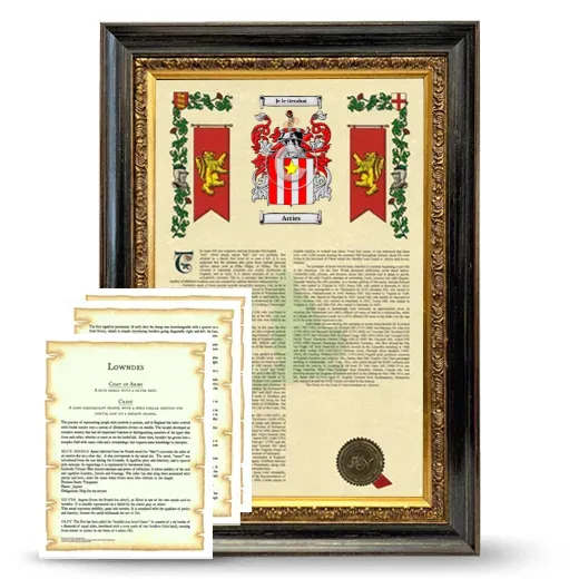Arries Framed Armorial History and Symbolism - Heirloom