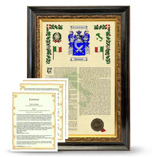 Benvenuto Framed Armorial History and Symbolism - Heirloom