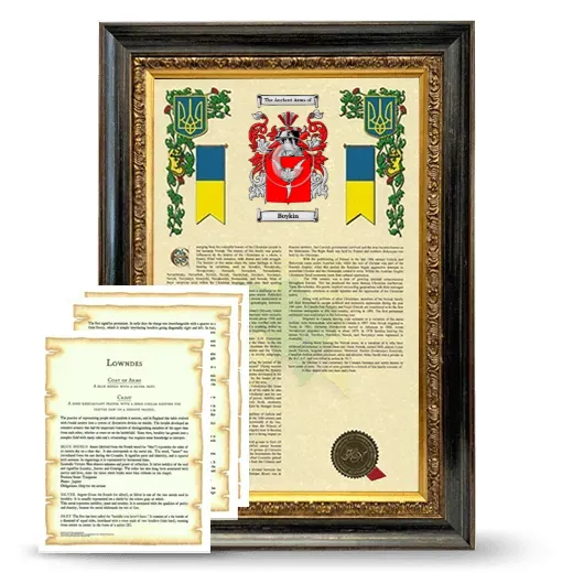 Boykin Framed Armorial History and Symbolism - Heirloom