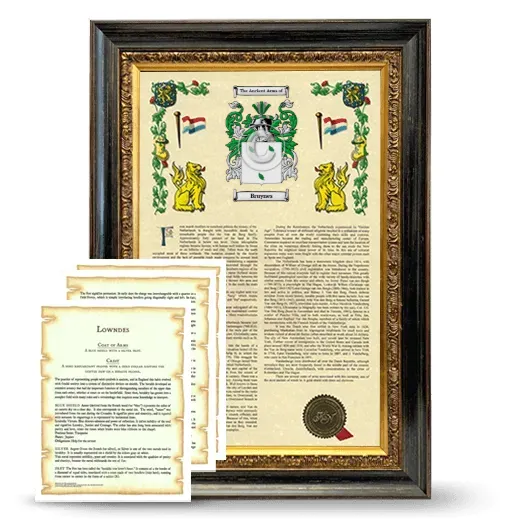 Bruynes Framed Armorial History and Symbolism - Heirloom