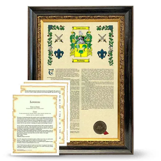 Bushong Framed Armorial History and Symbolism - Heirloom