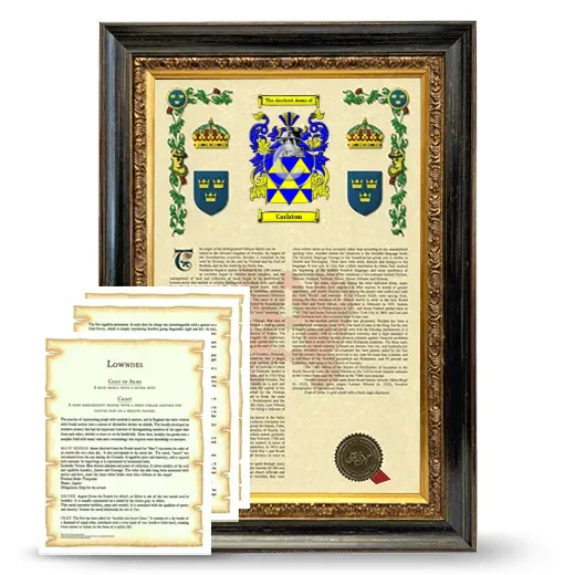 Carlston Framed Armorial History and Symbolism - Heirloom