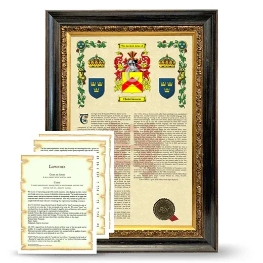 Christianson Framed Armorial History and Symbolism - Heirloom