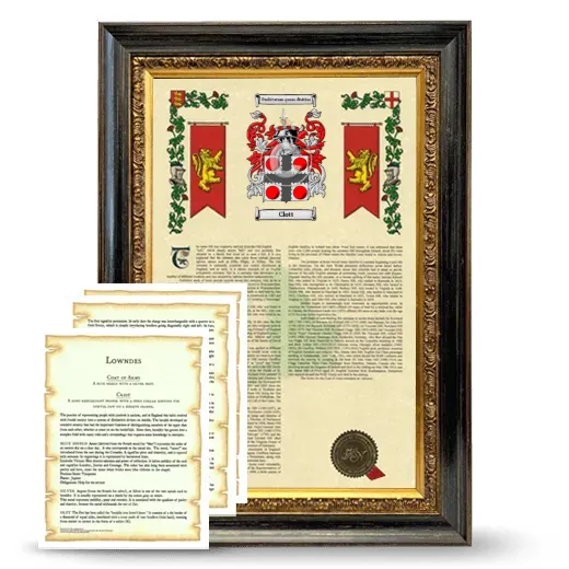 Clott Framed Armorial History and Symbolism - Heirloom