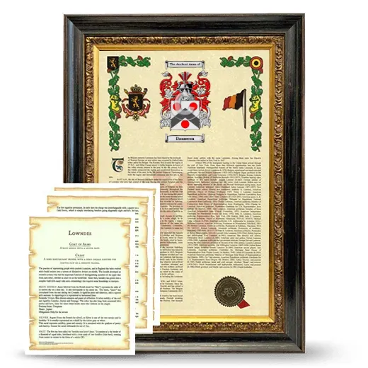 Dameron Framed Armorial History and Symbolism - Heirloom