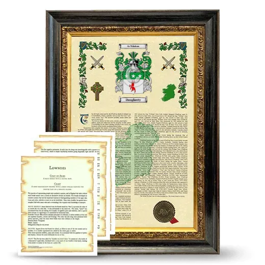 Daugherty Framed Armorial History and Symbolism - Heirloom