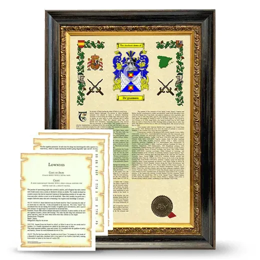 De'guzman Framed Armorial History and Symbolism - Heirloom