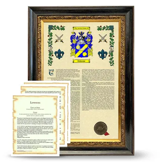 Delacour Framed Armorial History and Symbolism - Heirloom