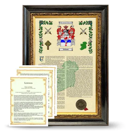 Delaney Framed Armorial History and Symbolism - Heirloom