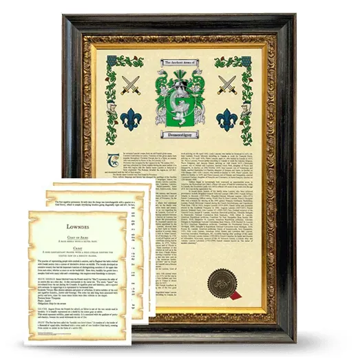 Demontigny Framed Armorial History and Symbolism - Heirloom