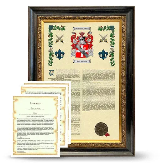 Des marais Framed Armorial History and Symbolism - Heirloom