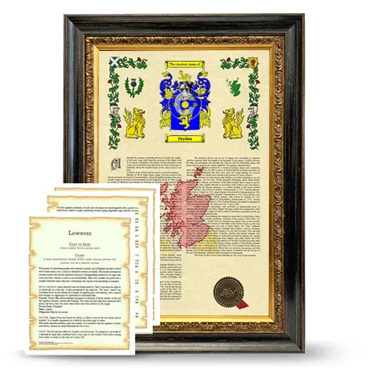 Dryden Framed Armorial History and Symbolism - Heirloom