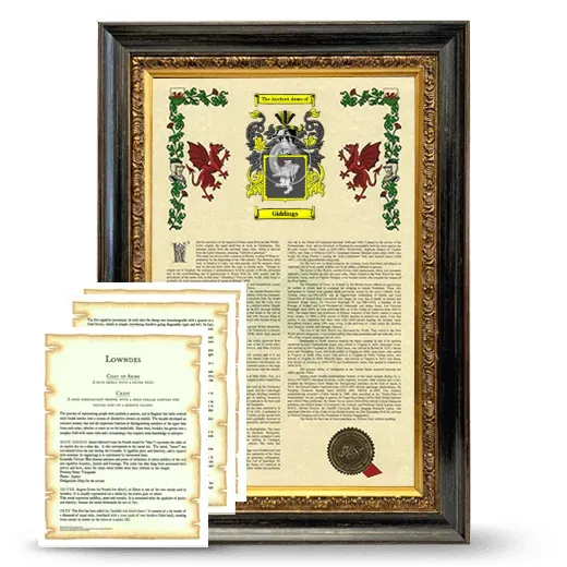 Giddings Framed Armorial History and Symbolism - Heirloom