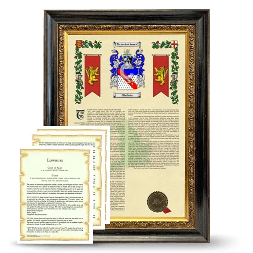 Gladwin Framed Armorial History and Symbolism - Heirloom