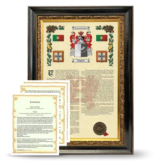 Gregorio Framed Armorial History and Symbolism - Heirloom