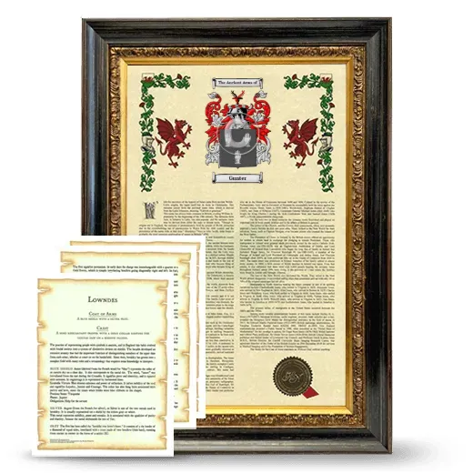 Gunter Framed Armorial History and Symbolism - Heirloom
