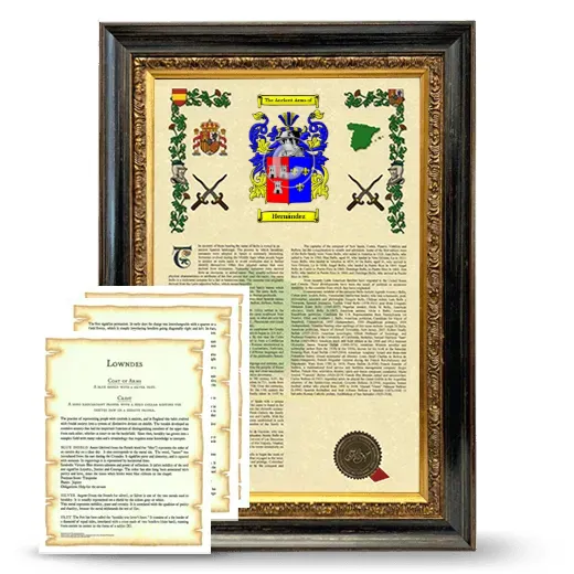 Hernández Framed Armorial History and Symbolism - Heirloom