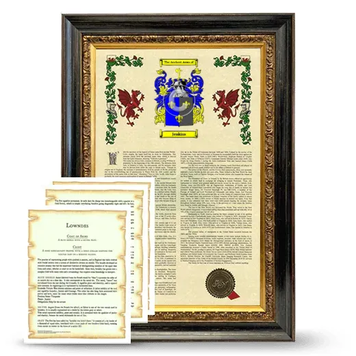 Jenkins Framed Armorial History and Symbolism - Heirloom